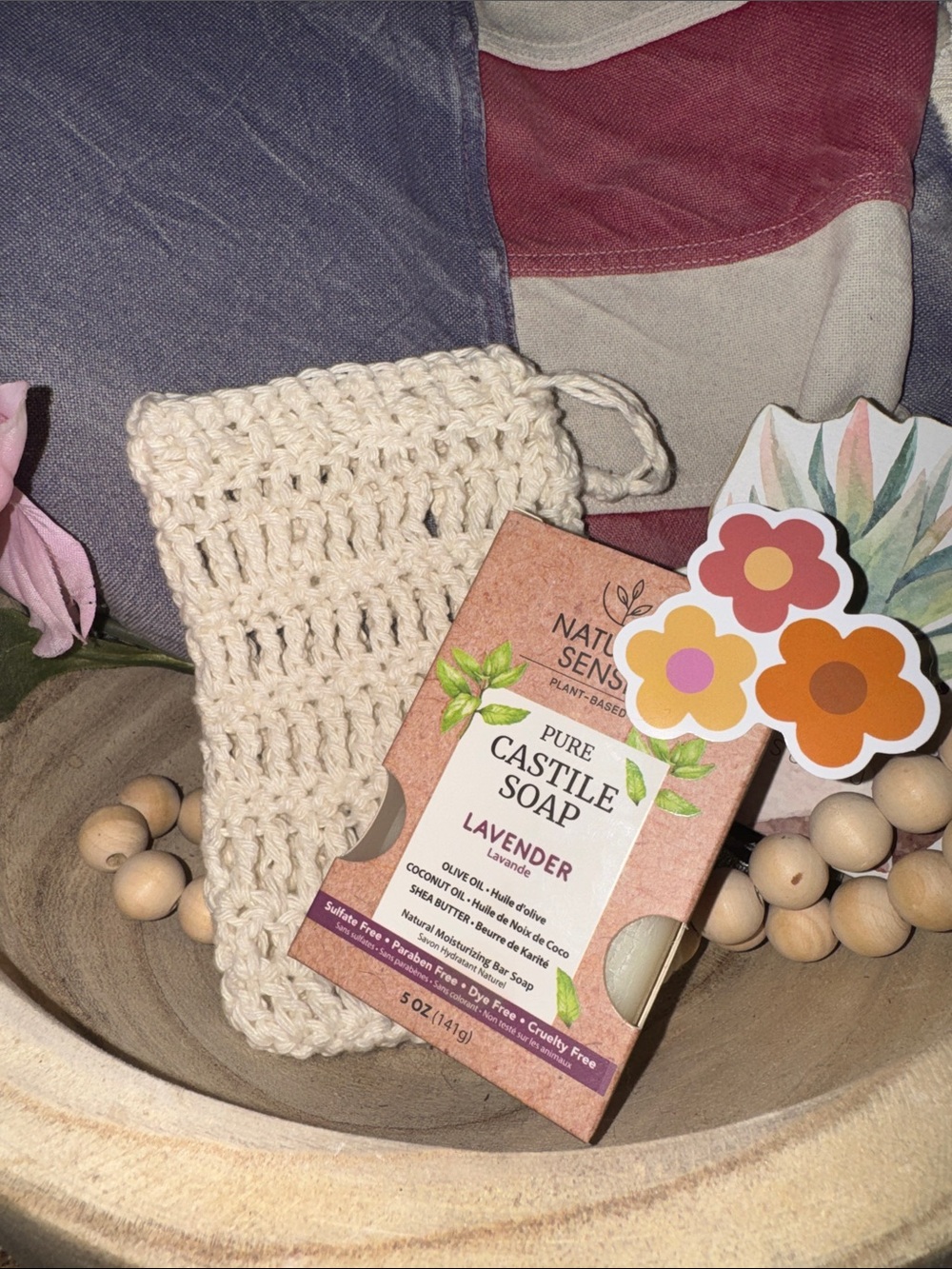 100% cotton Handmade soap bag.